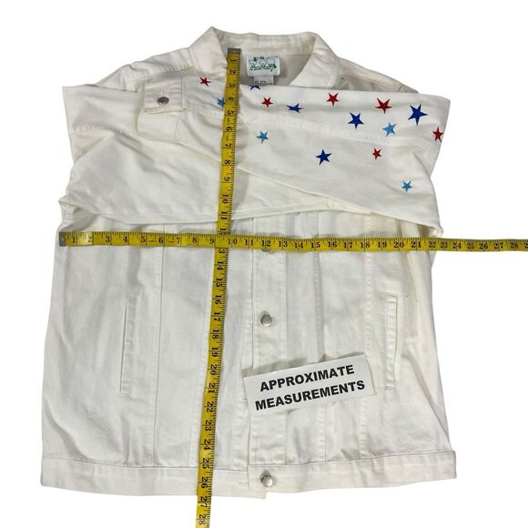 Quacker Factory Jacket Womens Sz Large Patriotic Angel Folk Art Americana Cotton - Picture 9 of 13